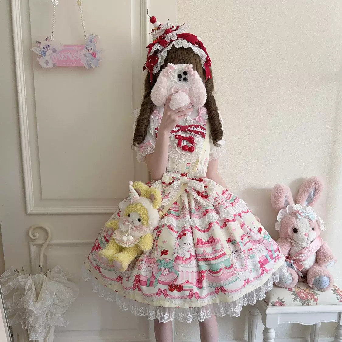 Sweetheart Dream Machine - Original Design - Red, Pink, Blue or Yellow JSK with Layered Lace
