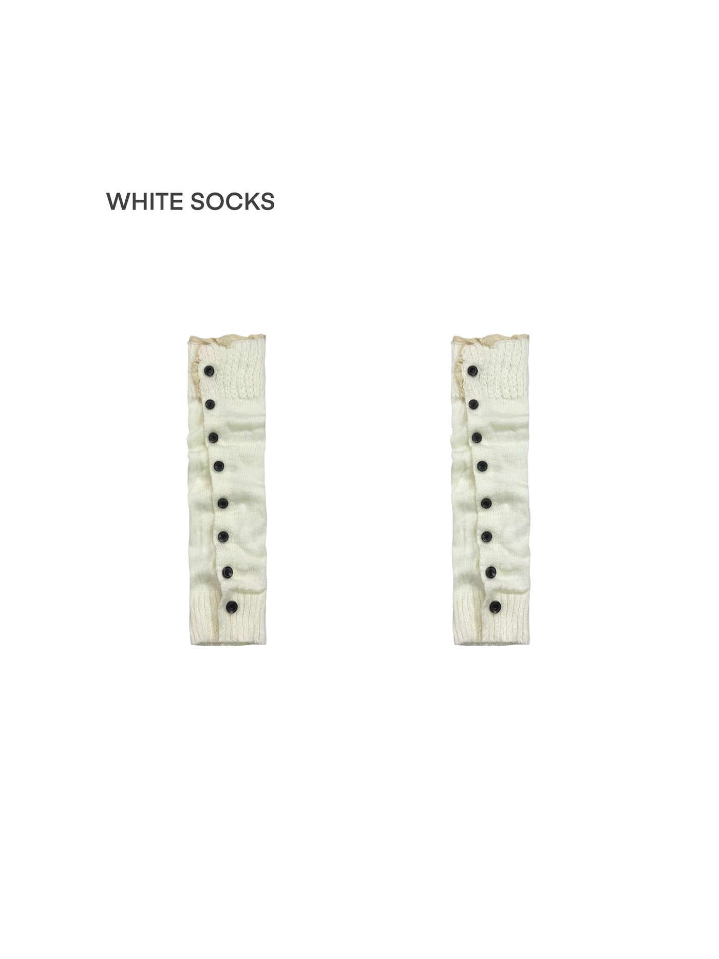 White Socks - Harajuku Ruched - Knit Leg Warmers with Ruffled Cuffs