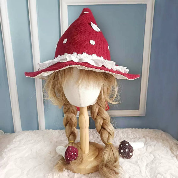 Jiuming Cat Plush Bow Mushroom Hat — additional product view