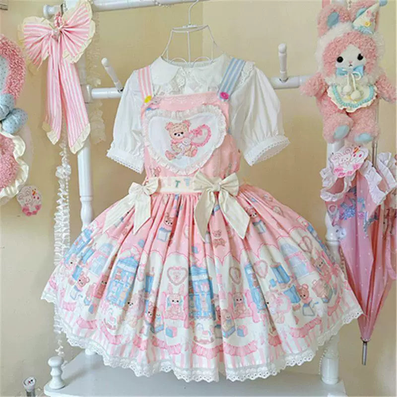 Sweetheart Dream Machine Bear Toy House pastel printed JSK dress