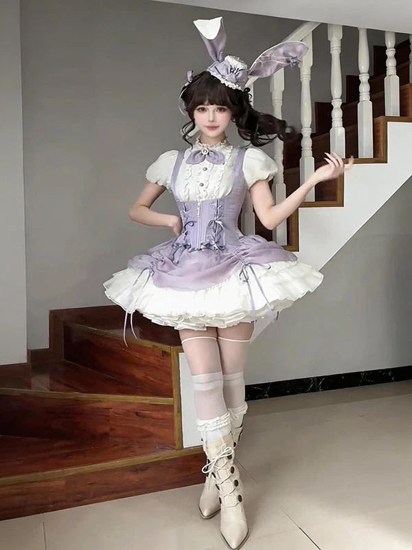 Creamy - Lavender Rabbit Gothic - JSK Dress Set with Rabbit-Ear Hat