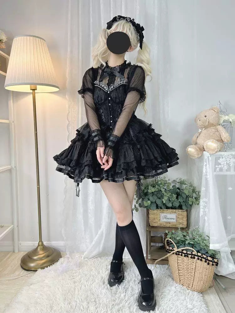 Sweetheart Dream Machine - Concerto - Lolita Top with Puff Sleeves and Lace-Mesh Sleeves