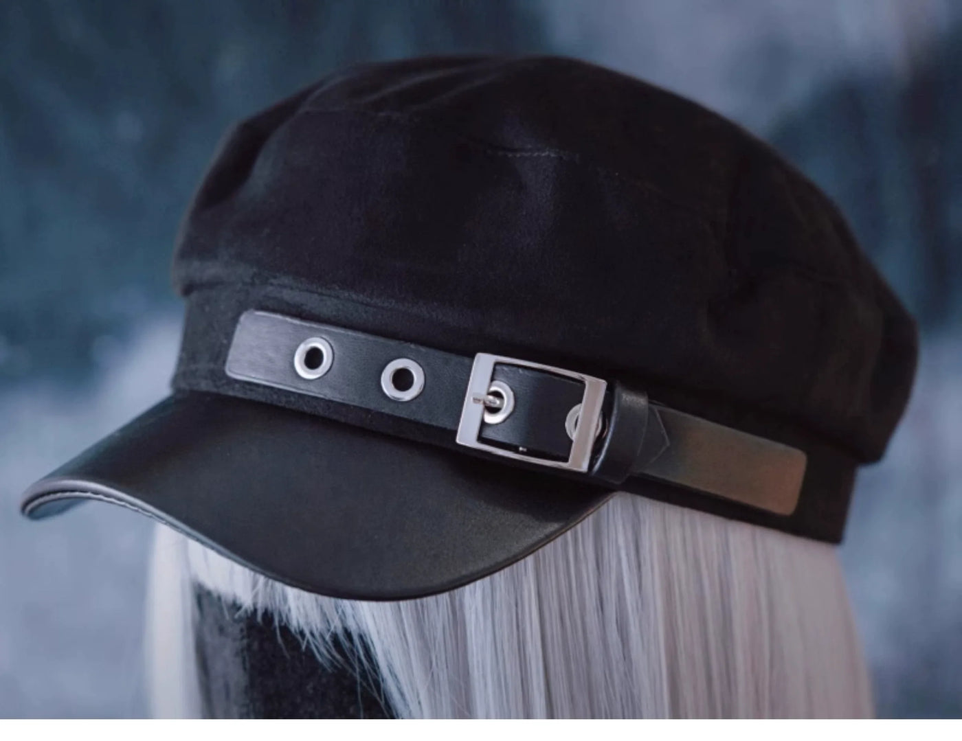 Strange Sugar - Gothic Lolita Hat Leather Buckle - Lolita Newsboy Hat Headwear
