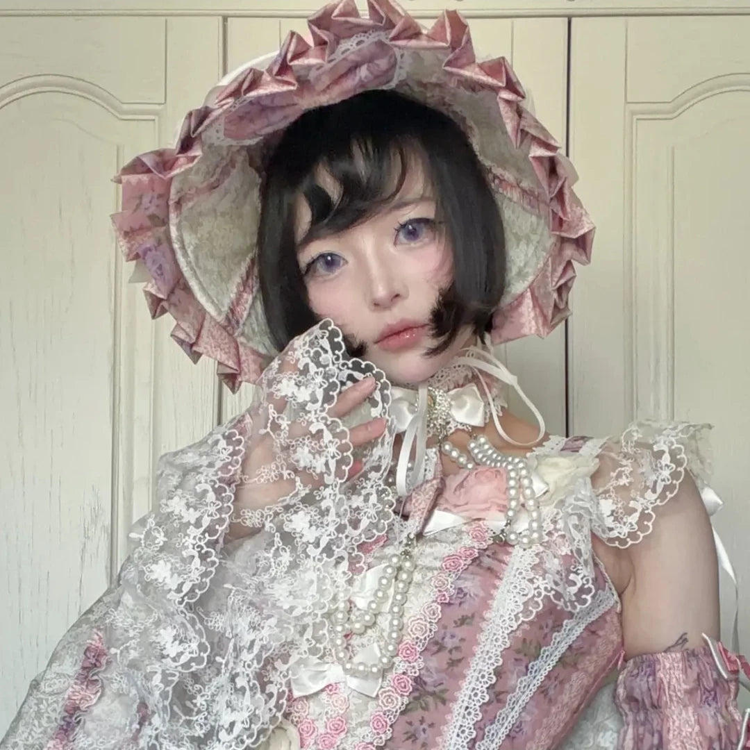 Daily Cherry Falling Stars bridal Lolita JSK - back train detail