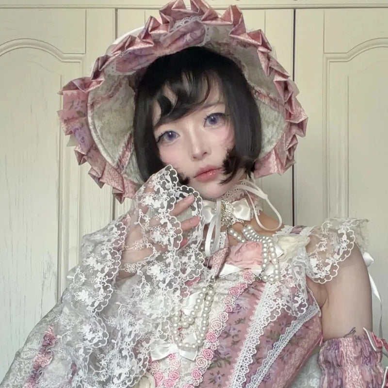 Daily Cherry Falling Stars bridal Lolita JSK - back train detail