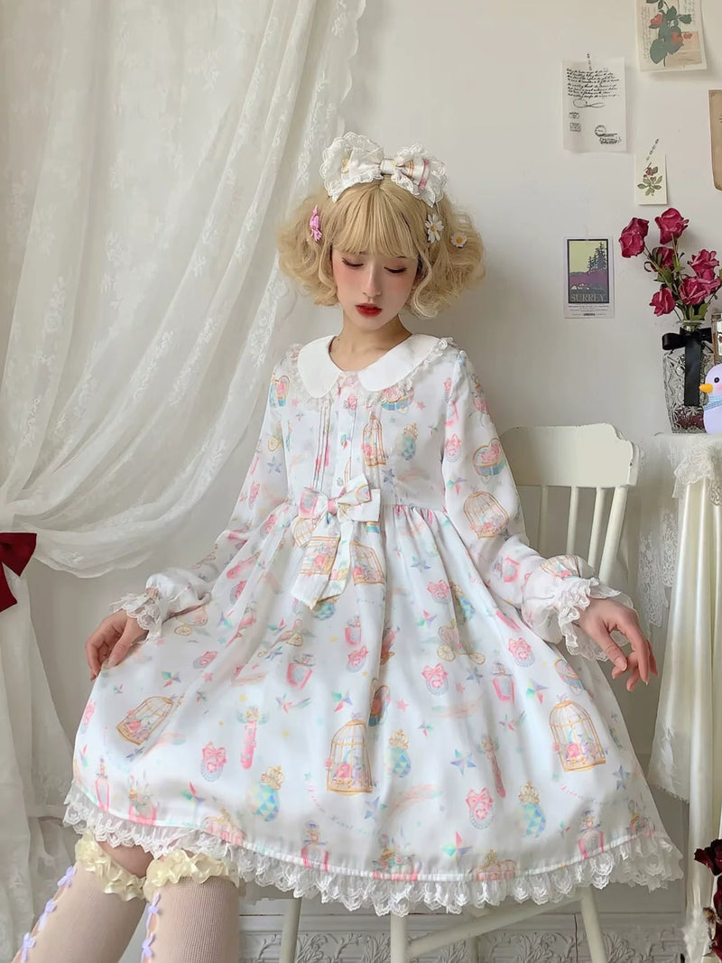 Yueele - Apricot Winter Ribbon - Plus-Size Sweet Lolita OP Dress - detail view 5