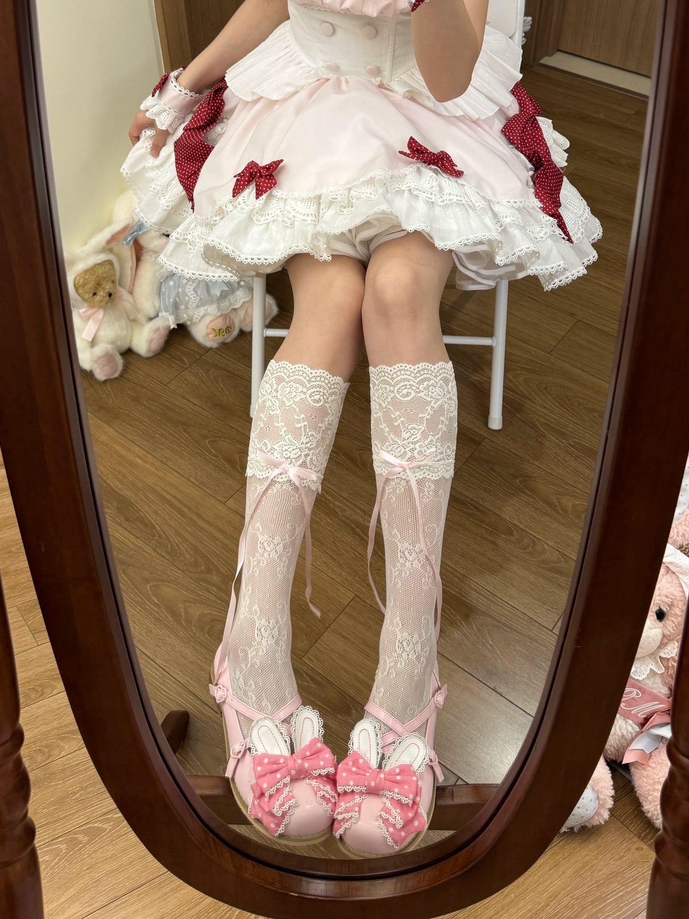 Fantasy Doll - Sweet Lace Bow - Long Socks with Lace Trim and Bow Options