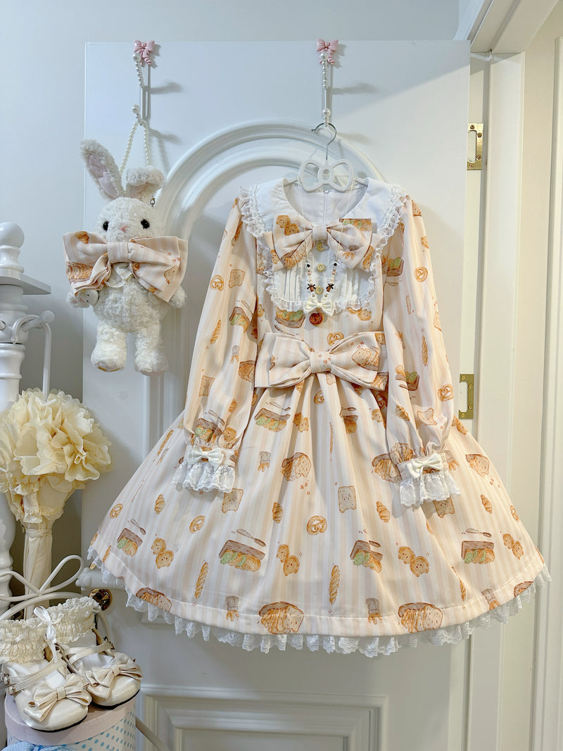 White Tea Story - Kitten Bread Sweet Lolita OP - Long-sleeve sweet