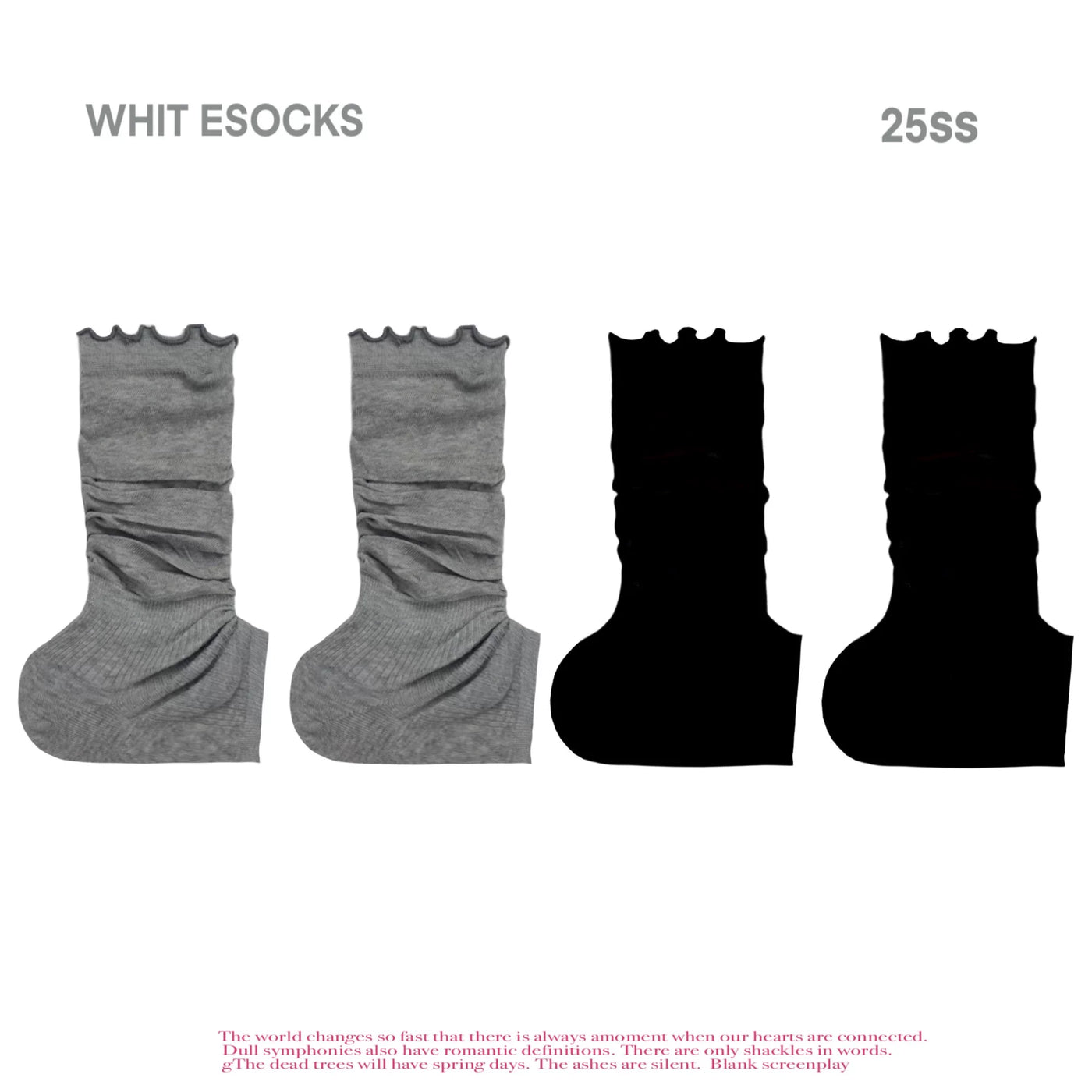 White Socks - Gathered Rib - Calf Sock Sleeves with a Gathered Slouch