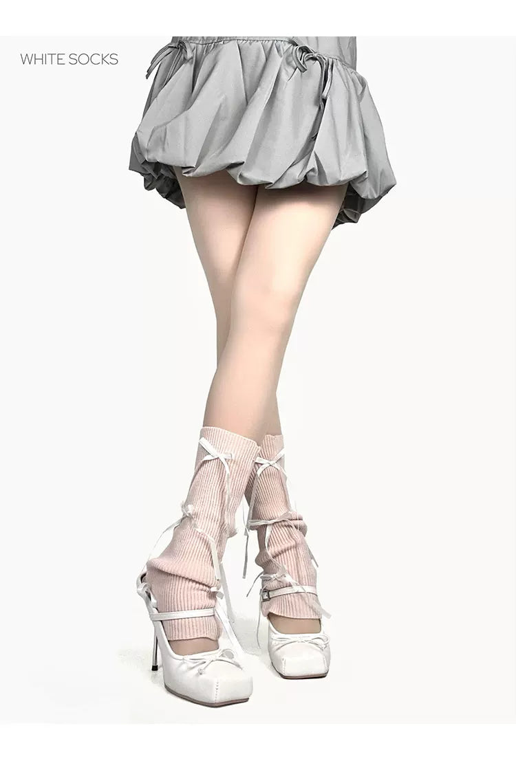White Socks - Ribbon Ballet - Socks with ribbon bows