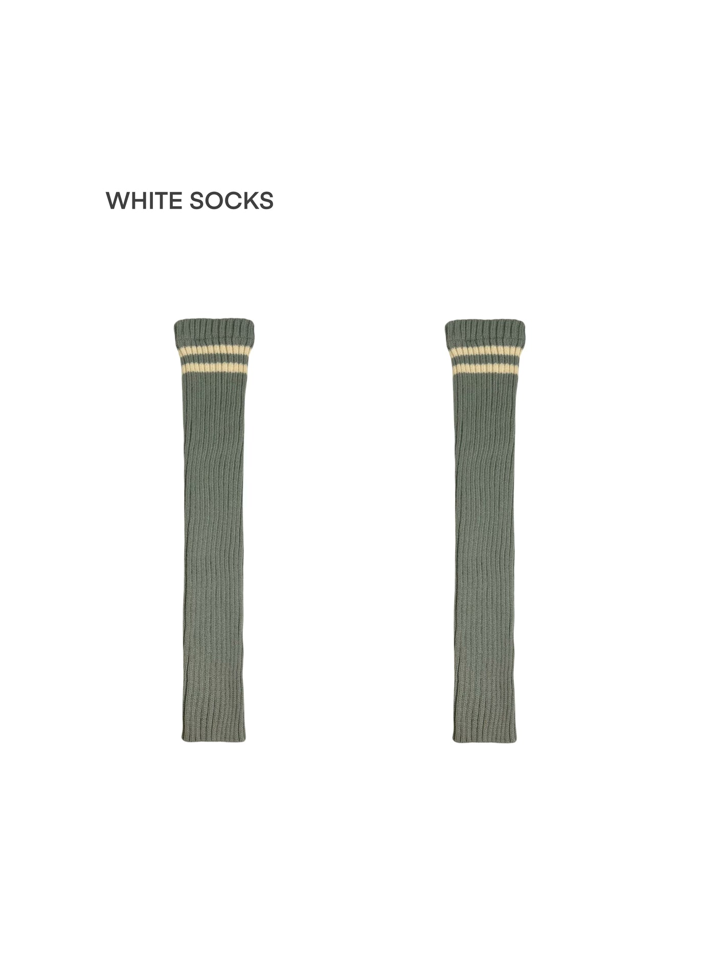 White Socks - Double Stripe - Ribbed Slouch Leg Warmers