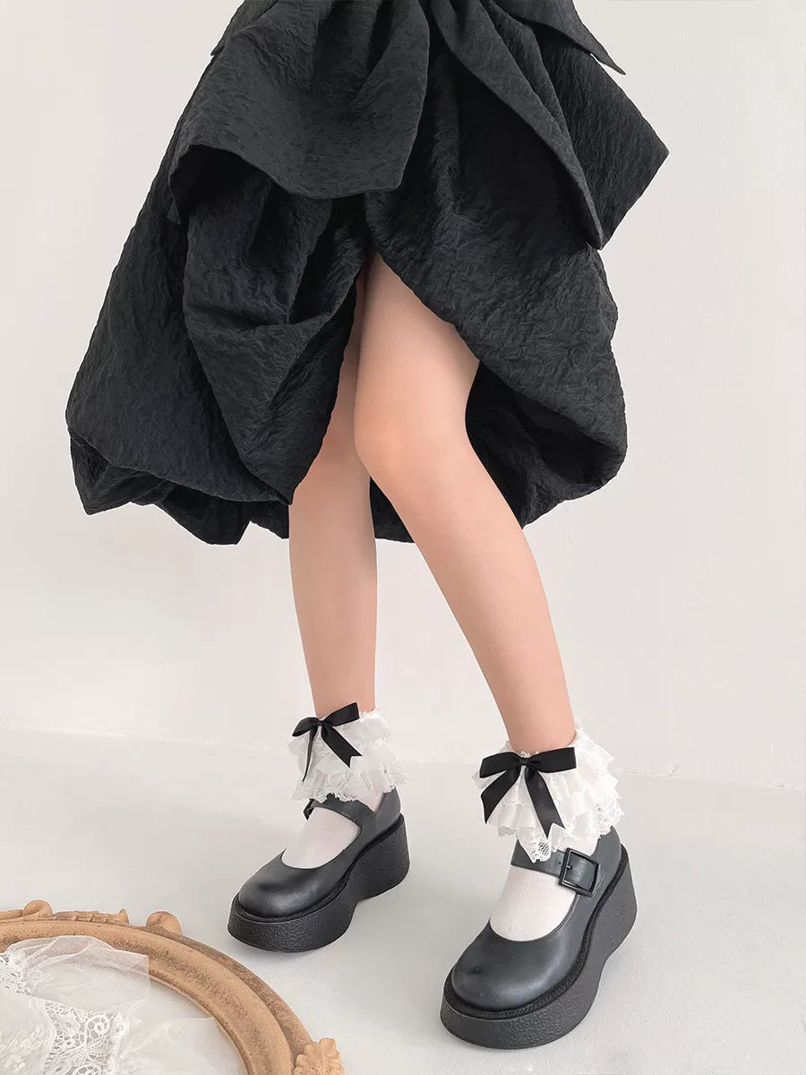 Sock Noble - Bow Lace - Short Socks with Lace Cuffs