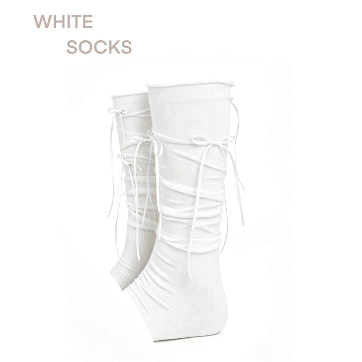 Lolita Collection - Balletcore Ribbon Socks - Ribbed knee-high socks