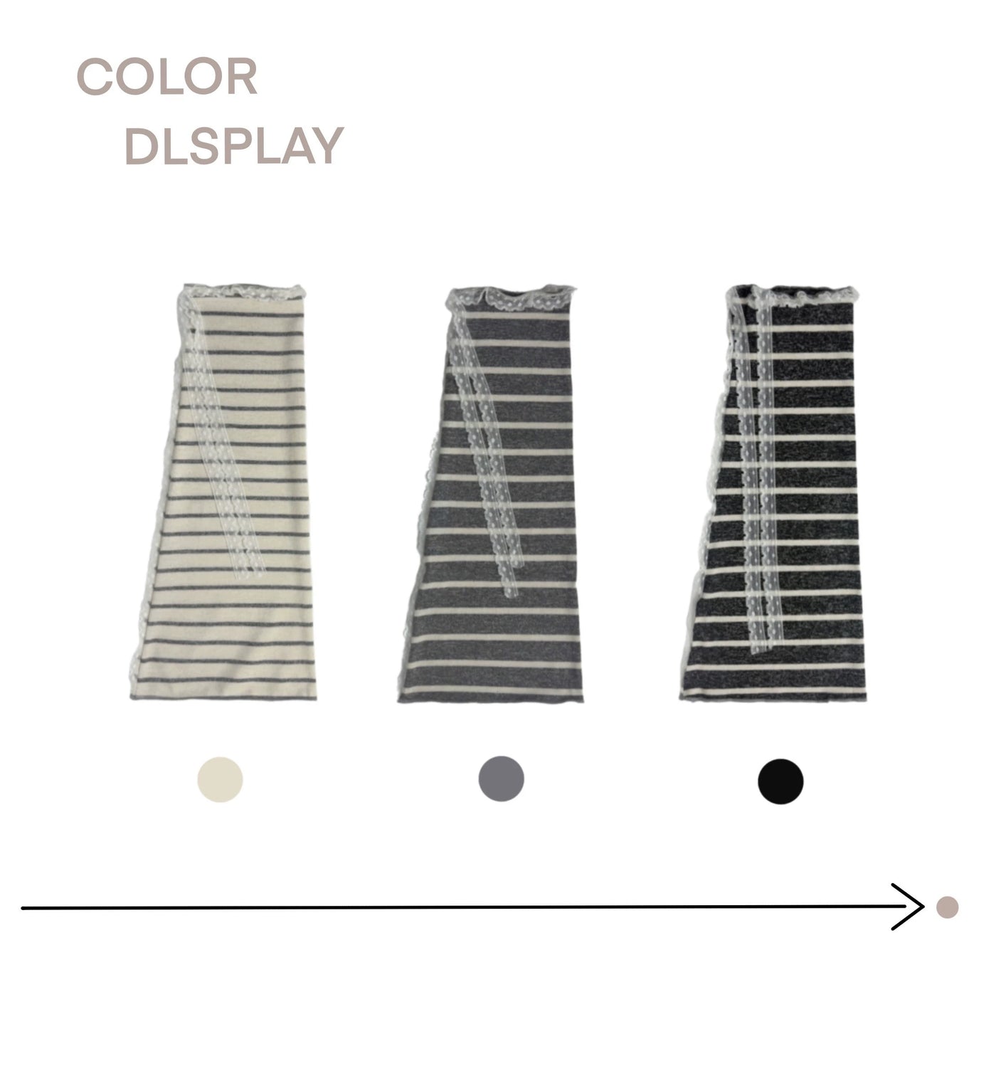 White Socks - Millennium Stripe - Striped Leg Warmers with Lace-Trimmed Openings