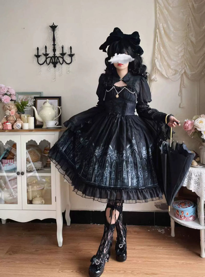 Sugar Girl - Silent Night Church - Gothic Lolita JSK Dress & Bolero, Church Print