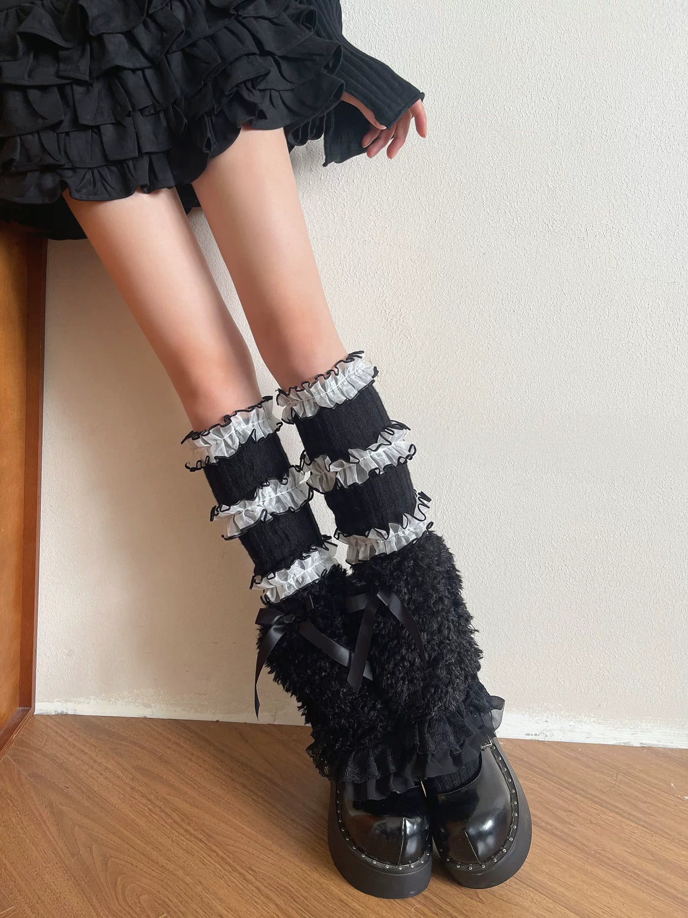 Sock Noble - Y2K Layered Trim - Slouch Socks with Tiered Ruffles