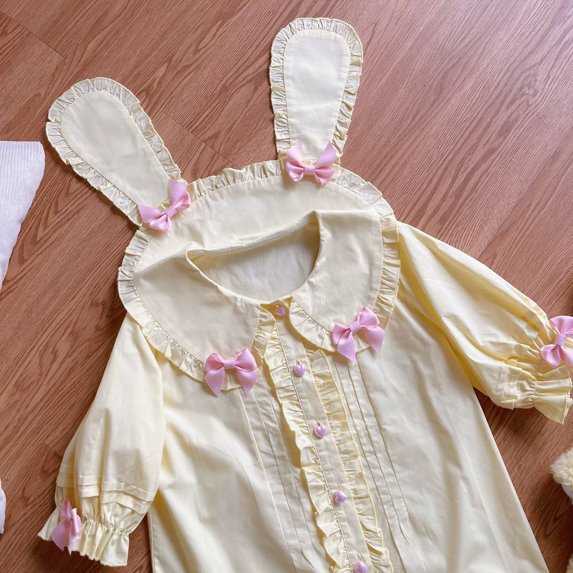 Lady Han cute rabbit blouse by Lolita Fetch featuring a playful rabbit design on a stylish, lightweight blouse.