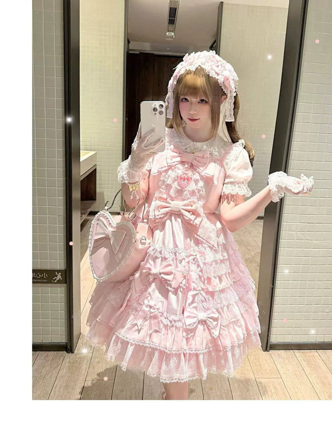Sweetheart Dream Machine - Icy Translucent Pearl - Chiffon Blouse with Pearl Details