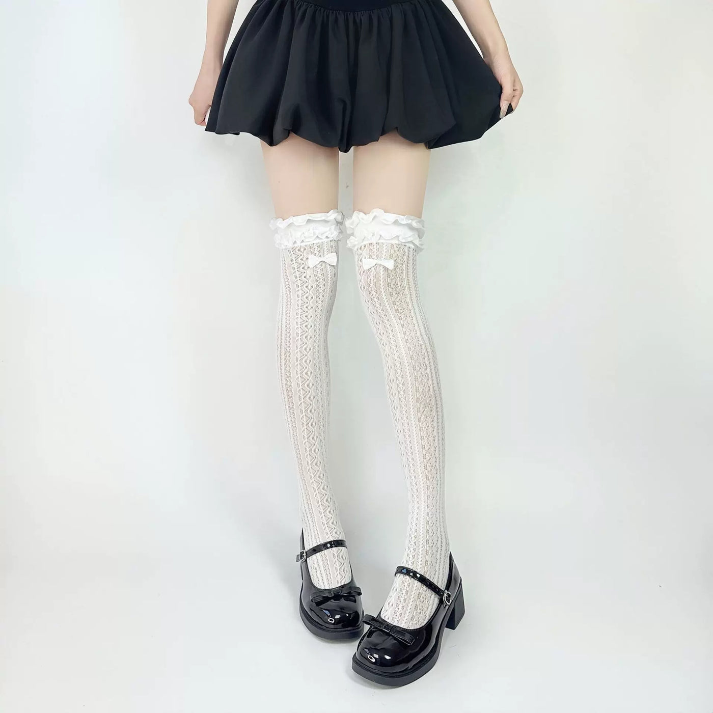 Fantasy Doll - Openwork Lace - Lace Socks with Bow Trim