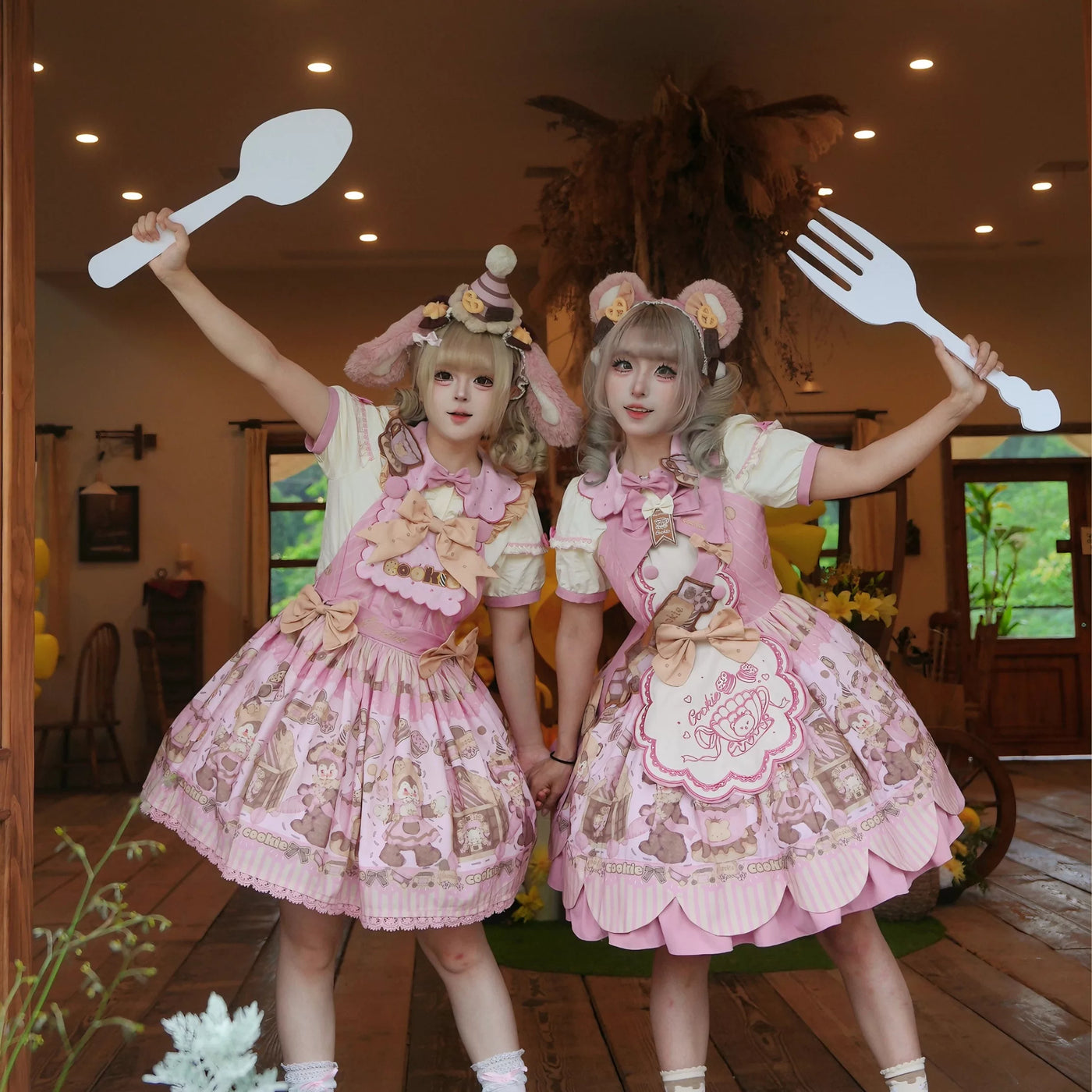 Star Fantasy - Bear Cub Biscuit SP - Pink Lolita Dress with Strawberry Cream Puff and Candy Motifs