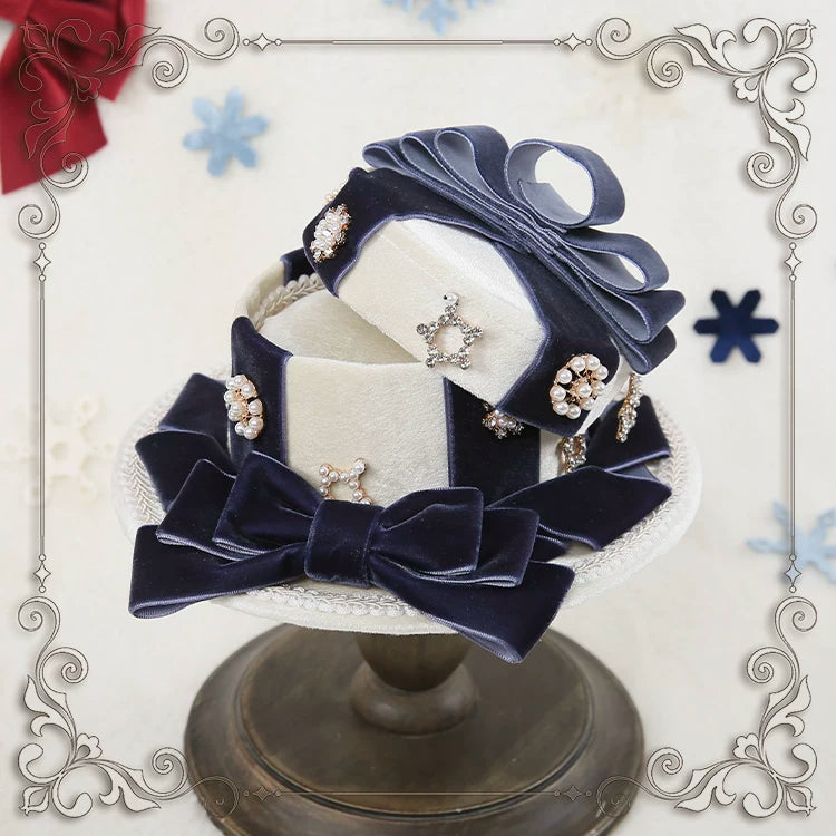 Star Box - Christmas Magic Box - Velvet Gift-Box Top Hat with Bow Trim