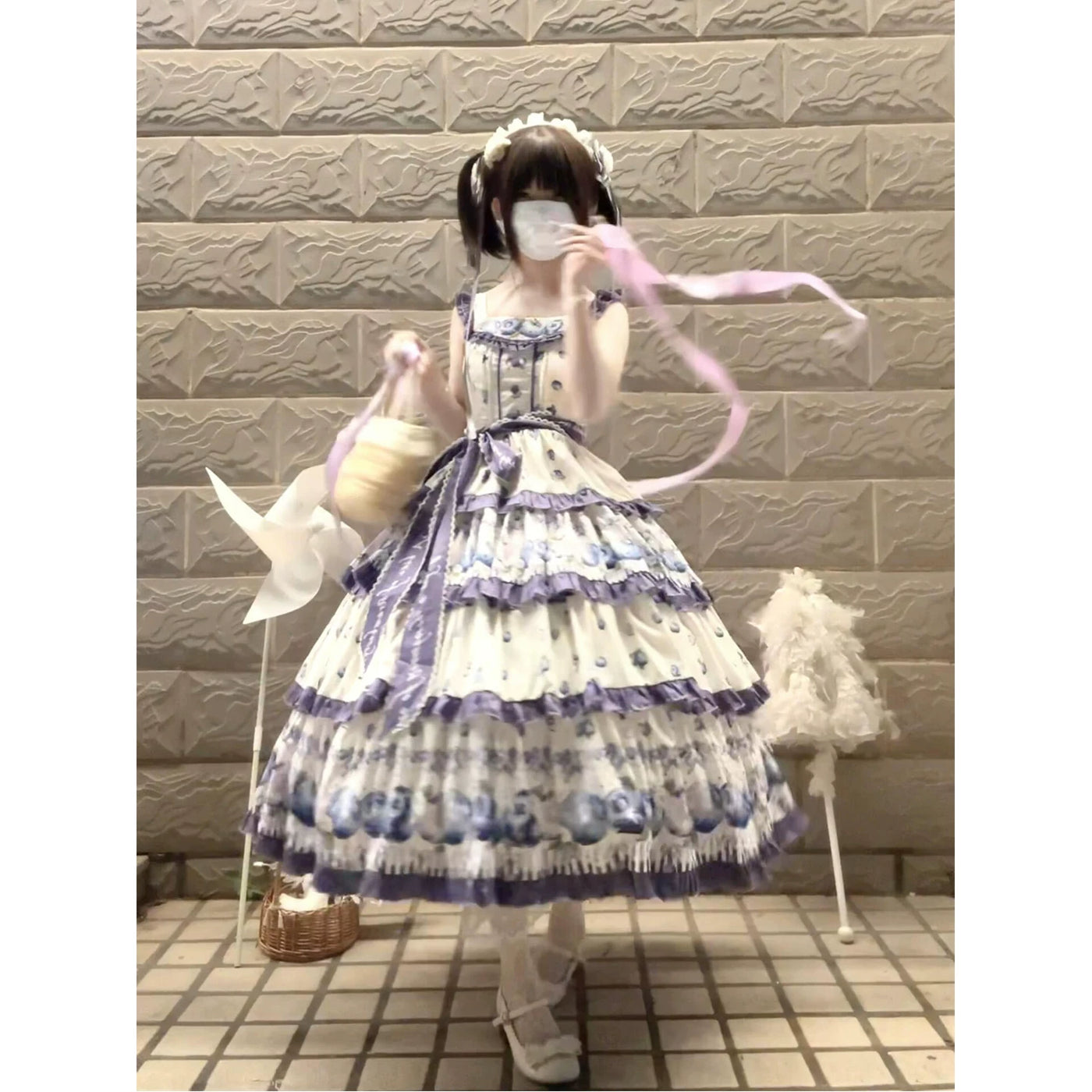 Creamy - Purple Blueberry - JSK Dress with an Included Headscarf