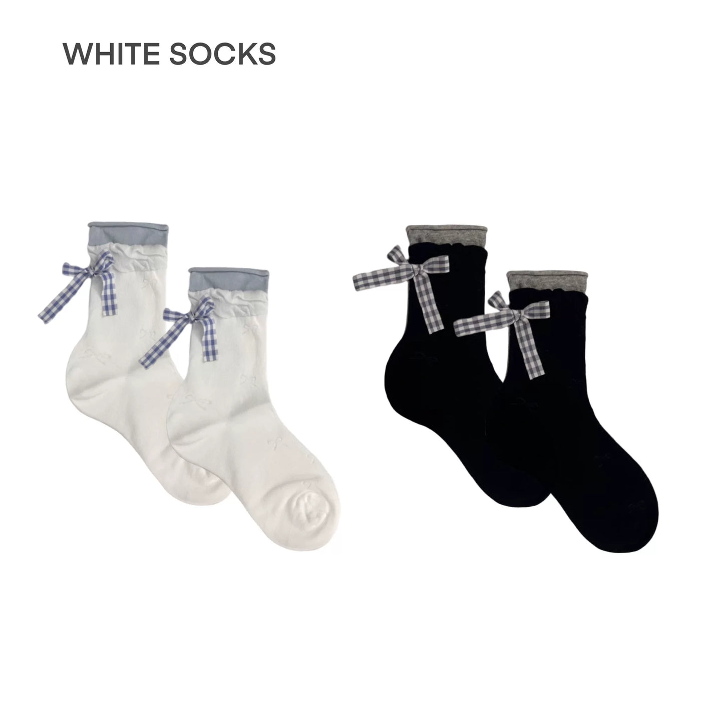 White Socks - Ballet Bow - Mesh Mid-Calf Socks with Bow Detail