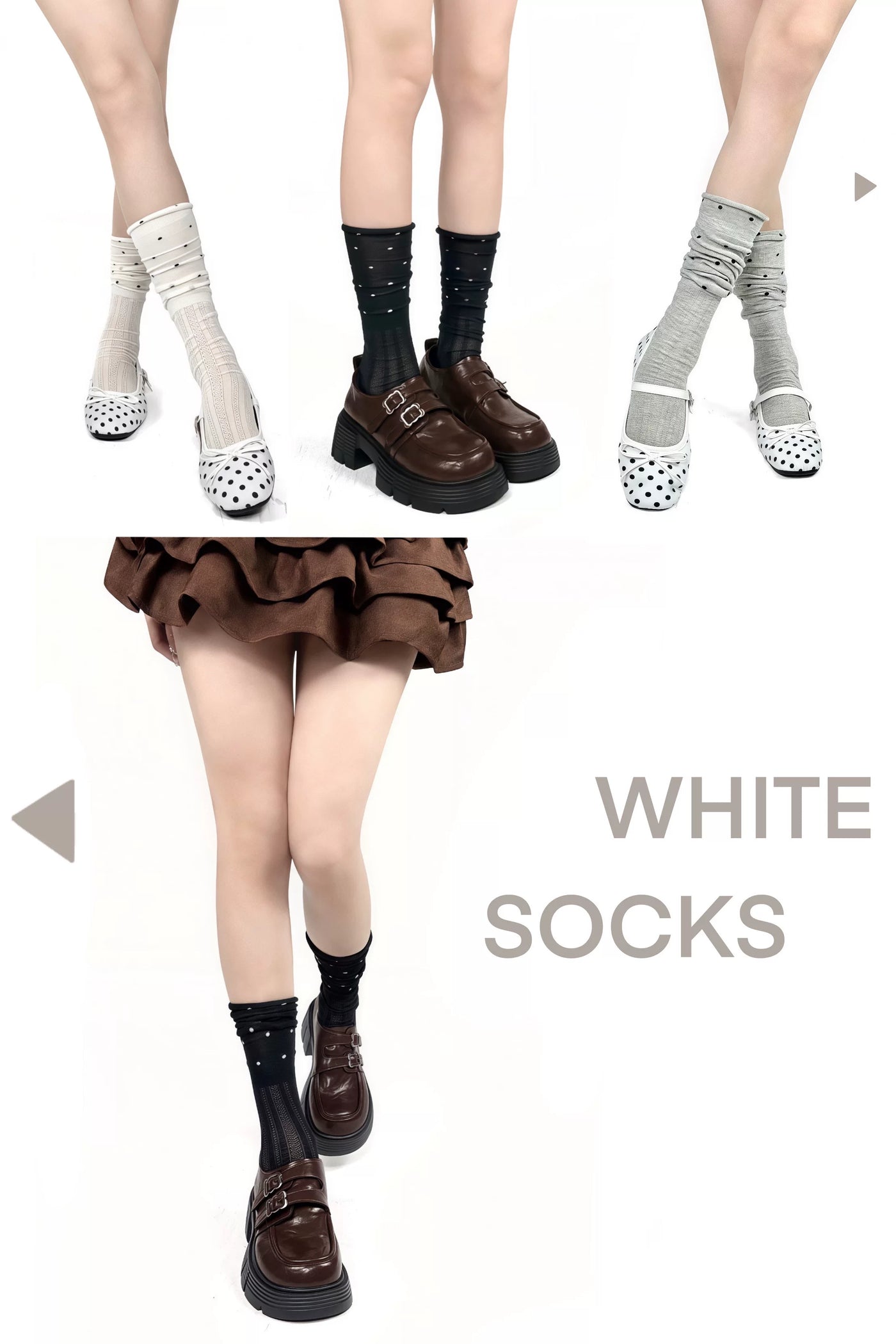 White Socks - Polka Dot - Mid-Calf Socks