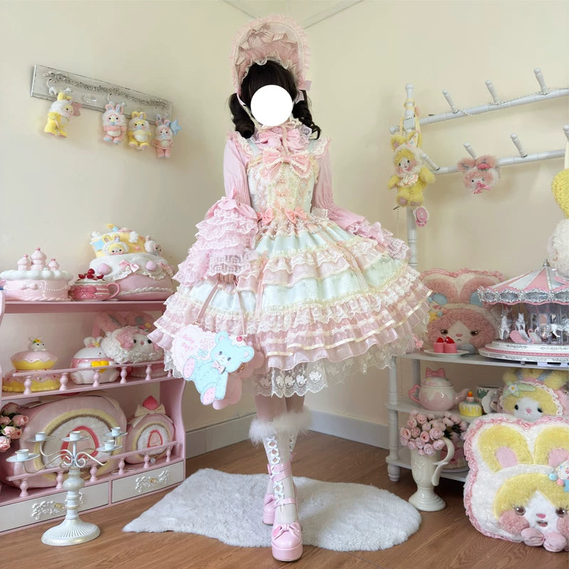 Lady Han Star Love Song Bridal JSK dress by Lolita Fetch, featuring a starry print and elegant design on a light-colored fabric.