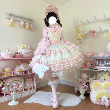 Lady Han Star Love Song Bridal JSK dress by Lolita Fetch, featuring a starry print and elegant design on a light-colored fabric.
