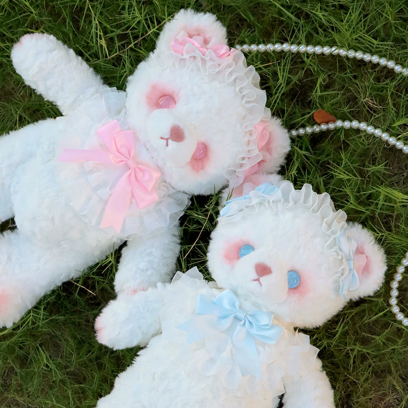 Blue bear plush Lolita crossbody and backpack bag