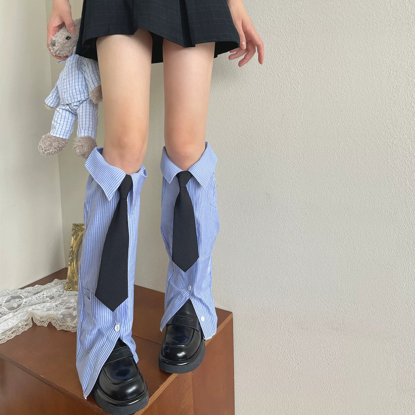 Sock Noble - Striped Tie Layers - Striped Sock Covers with Shirt Collars and Ties