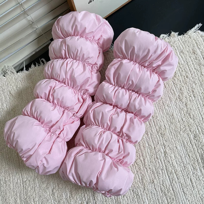 Sock Noble - Brown Caterpillar - Brown quilted leg warmers with gathered tiers