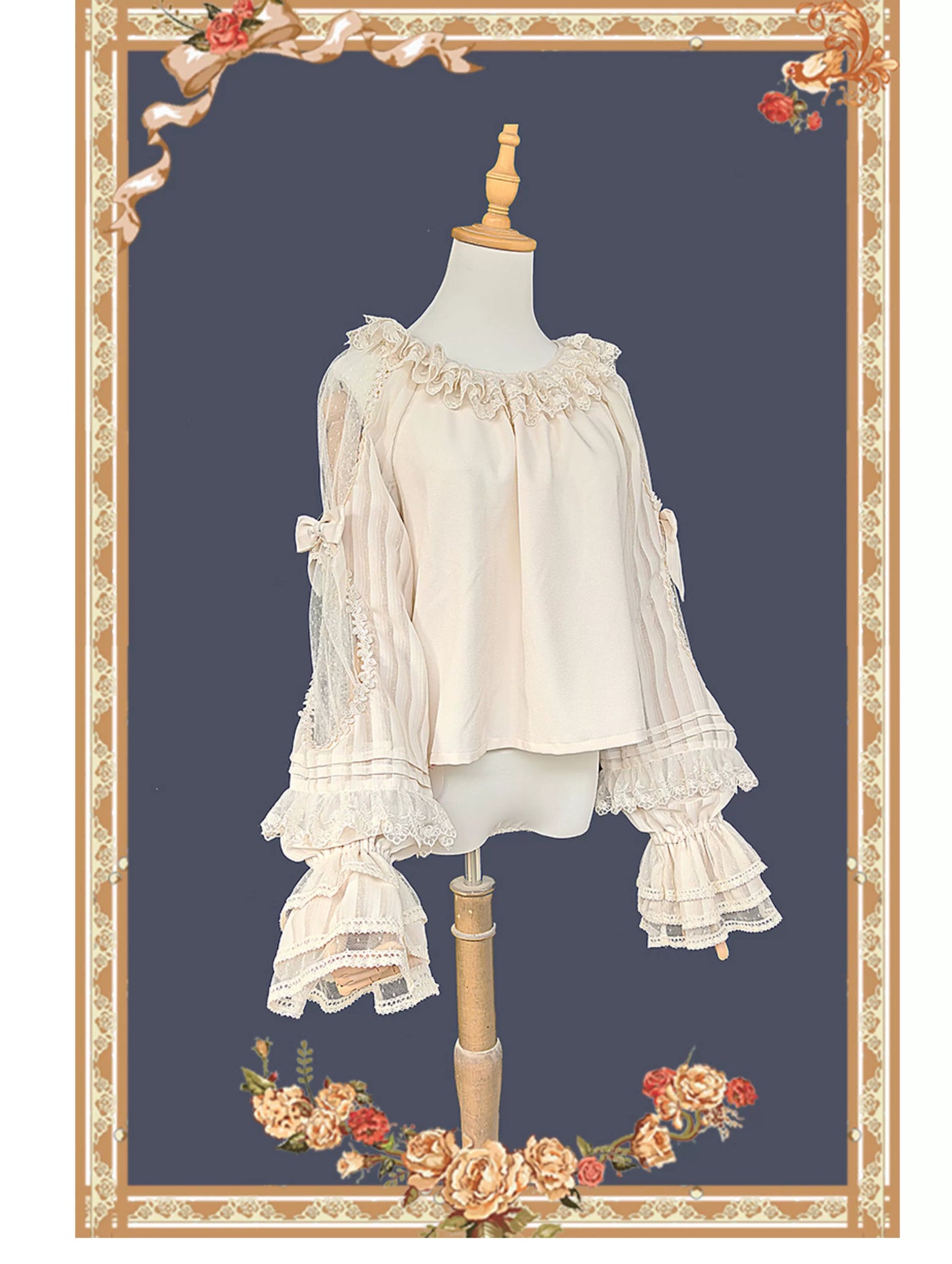 Lilith's Cage - Gothic Lolita JSK Dress & Blouse Apricot Flared-Sleeved Blouse S