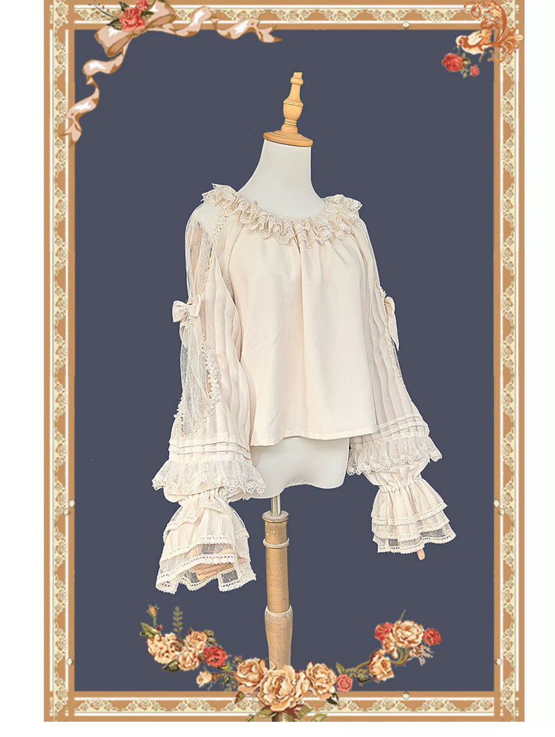 Lilith's Cage - Gothic Lolita JSK Dress & Blouse Apricot Flared-Sleeved Blouse S