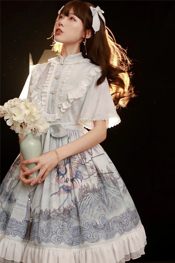 Forest Wardrobe - Kites over Distant Mountains - Chinese-Inspired Lolita OP Dress - 1