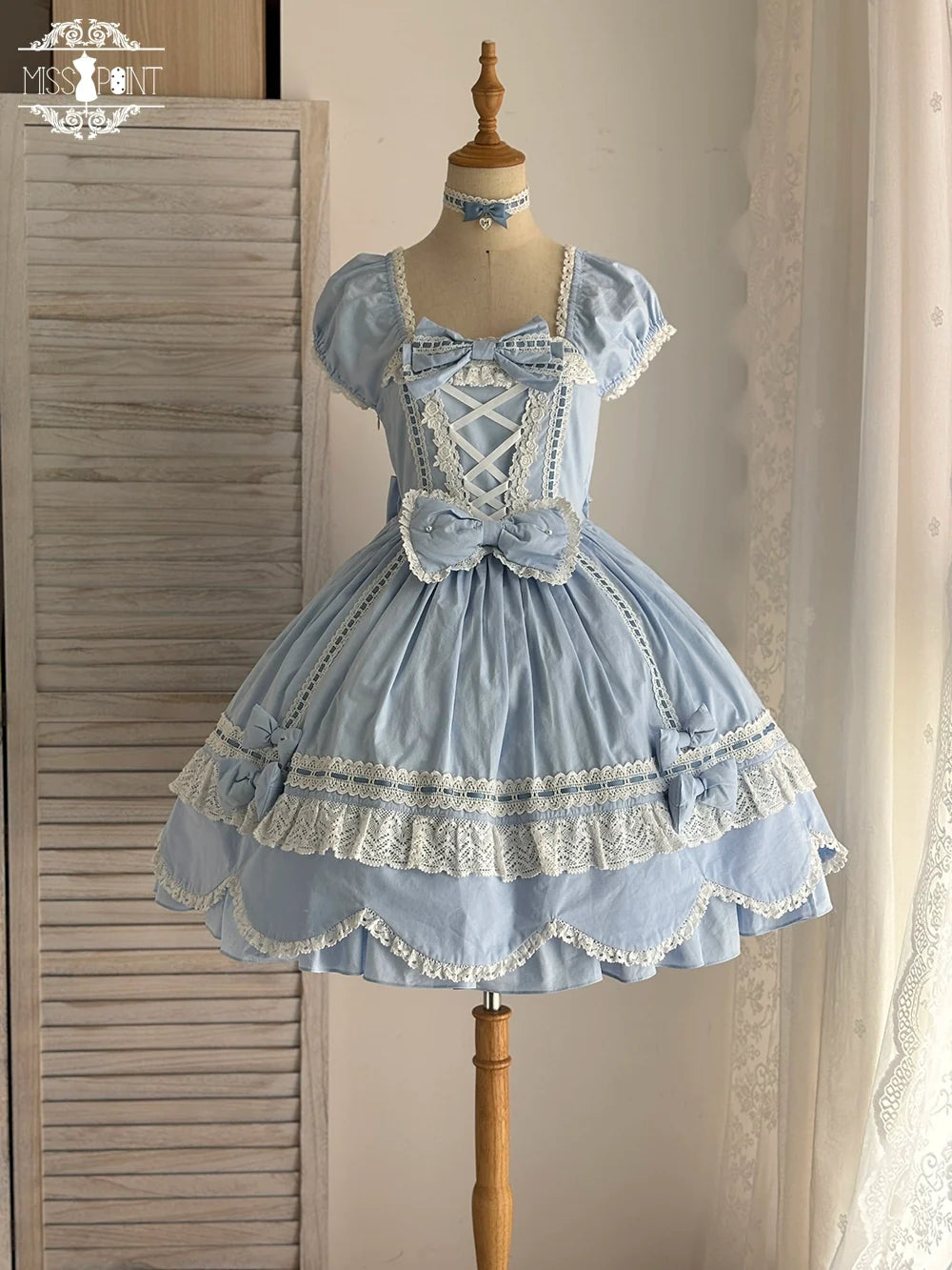 Vintage Petal Rabbit - Old School Lolita OP Cotton Dress, Petal-Shaped Hem (2XL L M S XL XS) 43135:768536