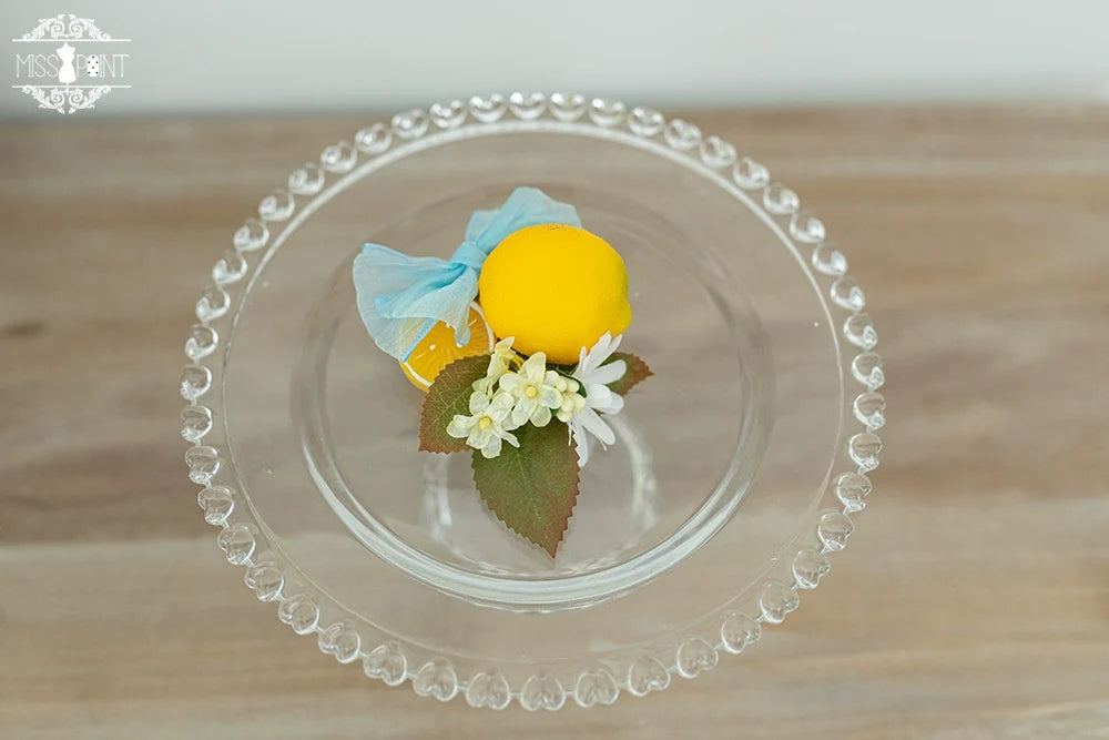 Daisy Lemon - Kawaii Lolita Lemon and Flowers Accessory lemon bow two-fuction brooch