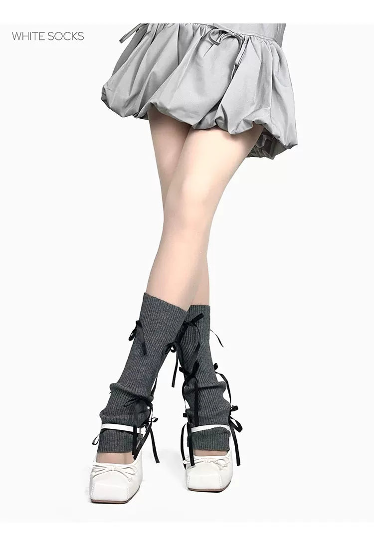 White Socks - Ribbon Ballet - Socks with ribbon bows