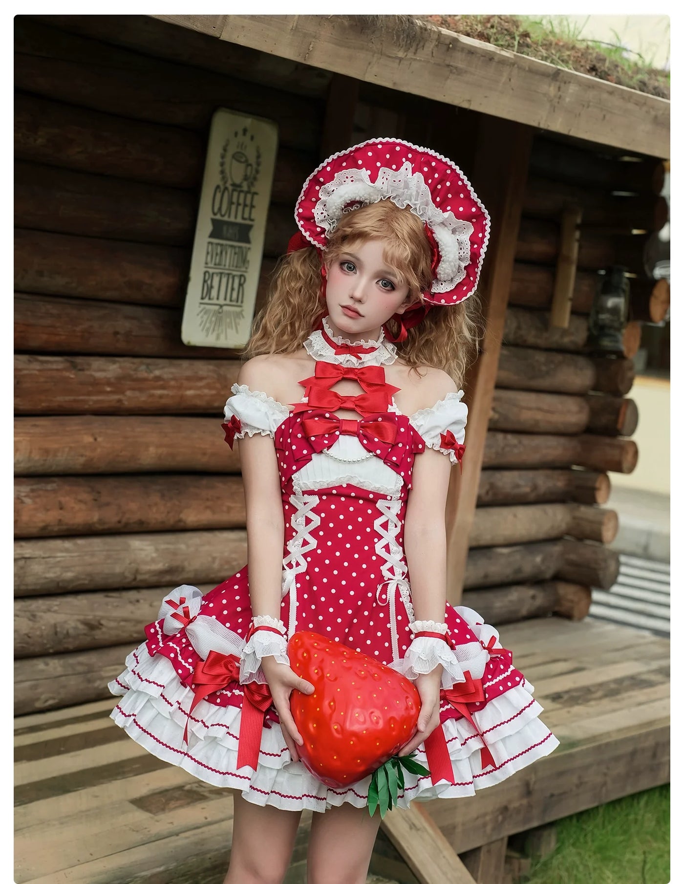 Alice Girl - Old School Lolita Halter Neck OP - Dress, Polka Dot Accent OP Dress