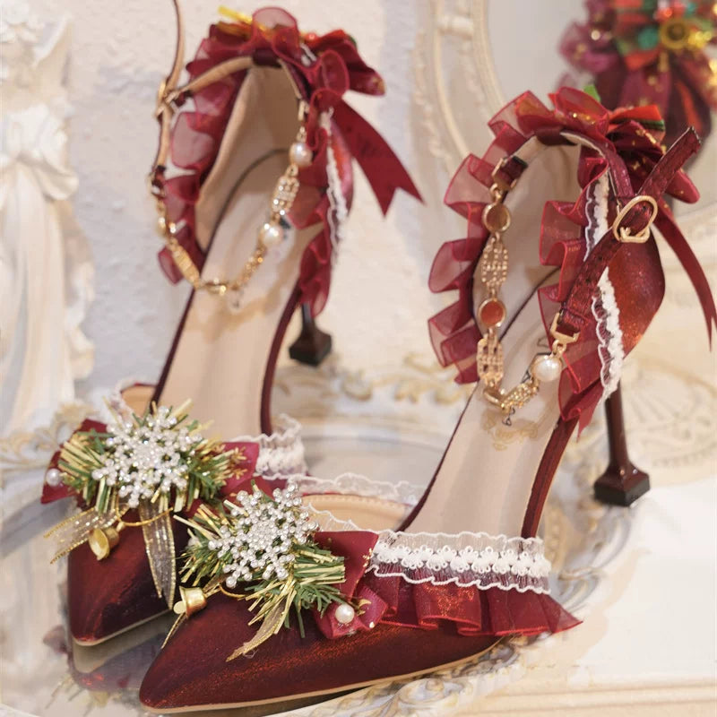 Qimeng Christmas Ballet Pointed-Toe Lolita Shoes — additional product view