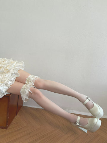 Sock Noble - White Court Lace - Socks with embroidered lace cuffs