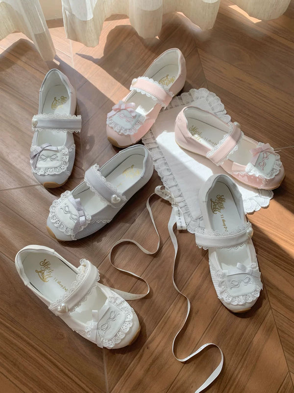 Sheep Puff Comfy Mary Jane sneakers with sheep puff design, featuring Lolita-style shoes in a casual, playful look.