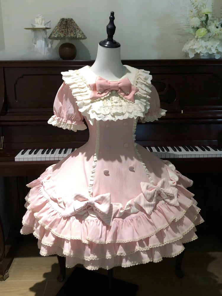 Sweetheart Dream Machine pink Heartfelt Doll OP dress with tiered ruffles and bows