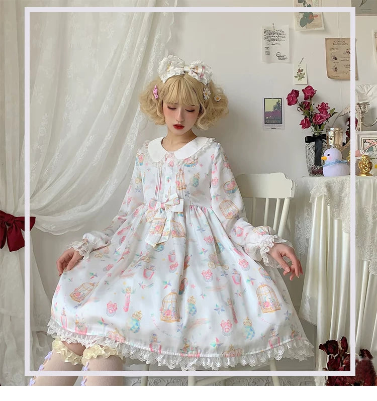 Yueele - Apricot Winter Ribbon - Plus-Size Sweet Lolita OP Dress - detail view 6