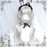 Sinwavy - Tu Ji - Silver White Detachable Curly Lolita Wig - Silver White (Non-detachable One-piece)