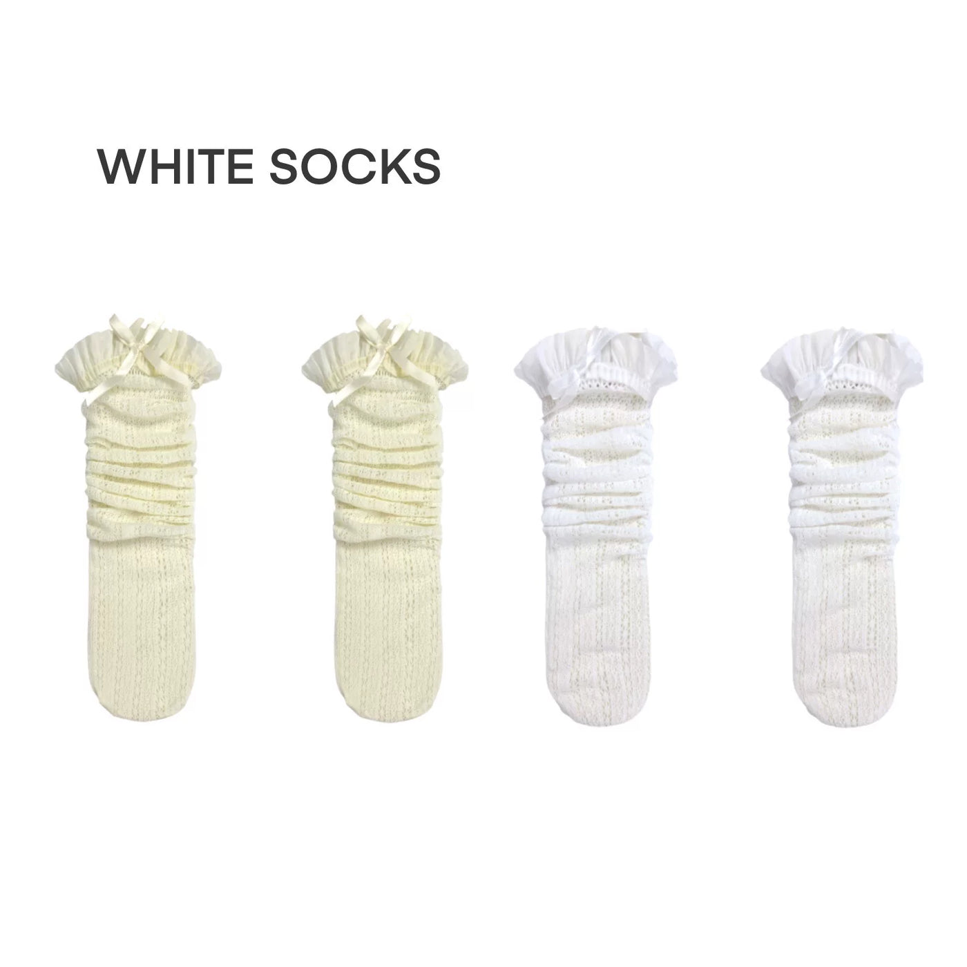 White Socks - Summer School Lace - Socks with Lace Trim and Bow Details