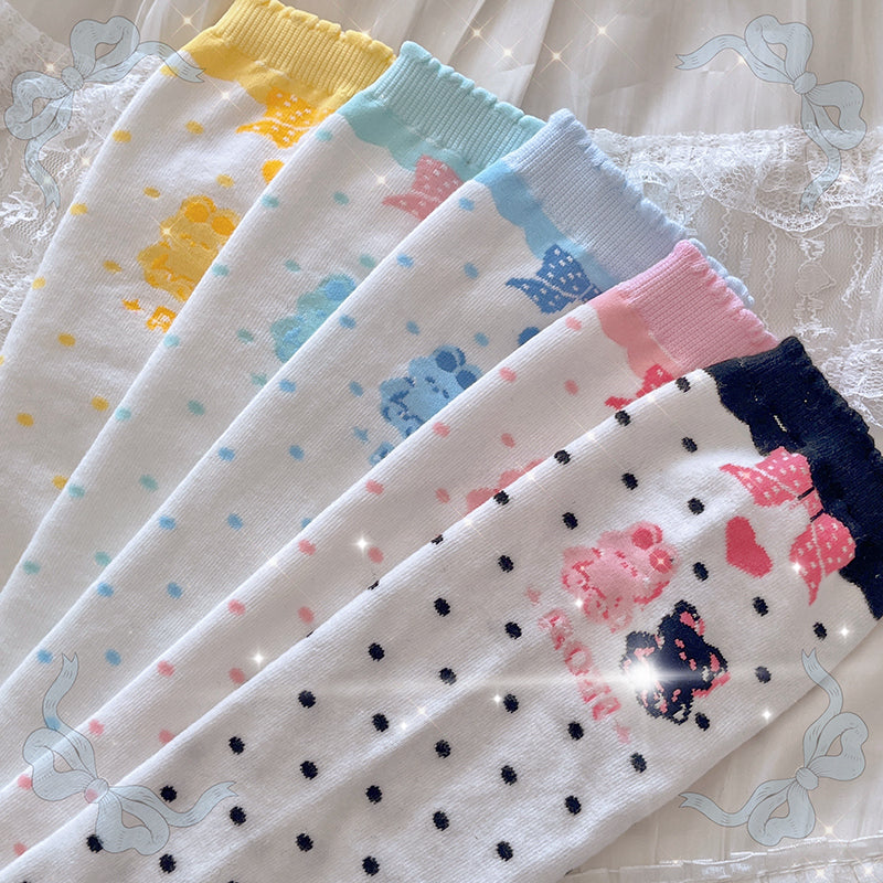 Roji Roji - Bear Bunny Cotton Lolita Calf Socks - Socks