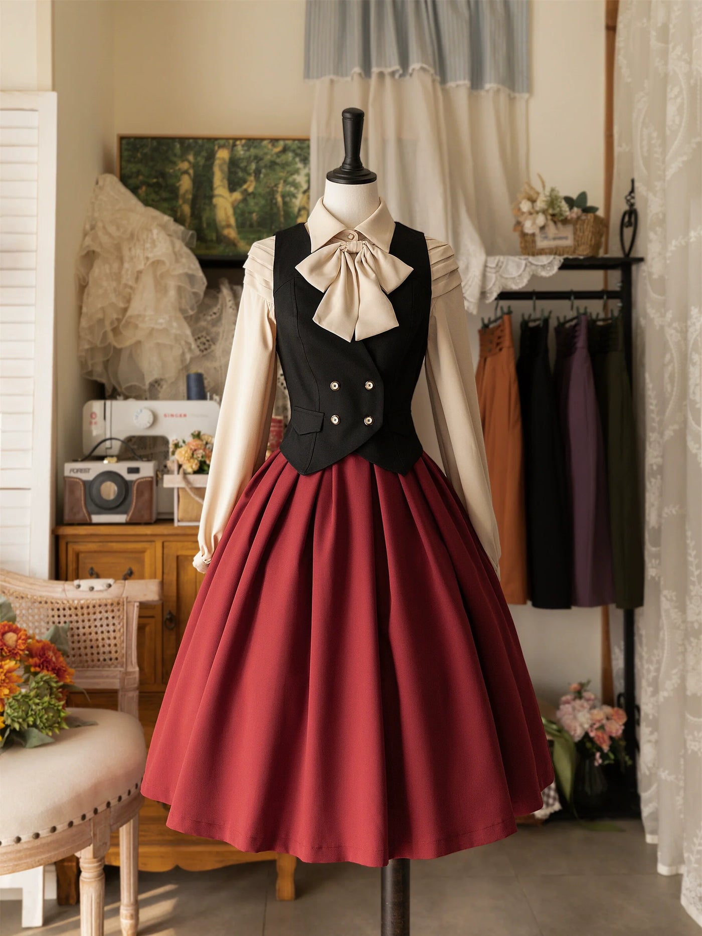 Forest Wardrobe - Forest Basket - Elegant Lolita Vest V Collar Retro Waistcoat