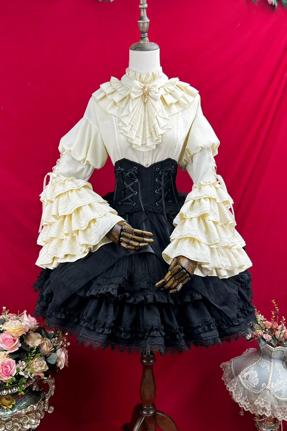 DMFS Lolita - Good and Evil Angel - Gothic Lolita SK Set, Retro Princess Sleeve Blouse